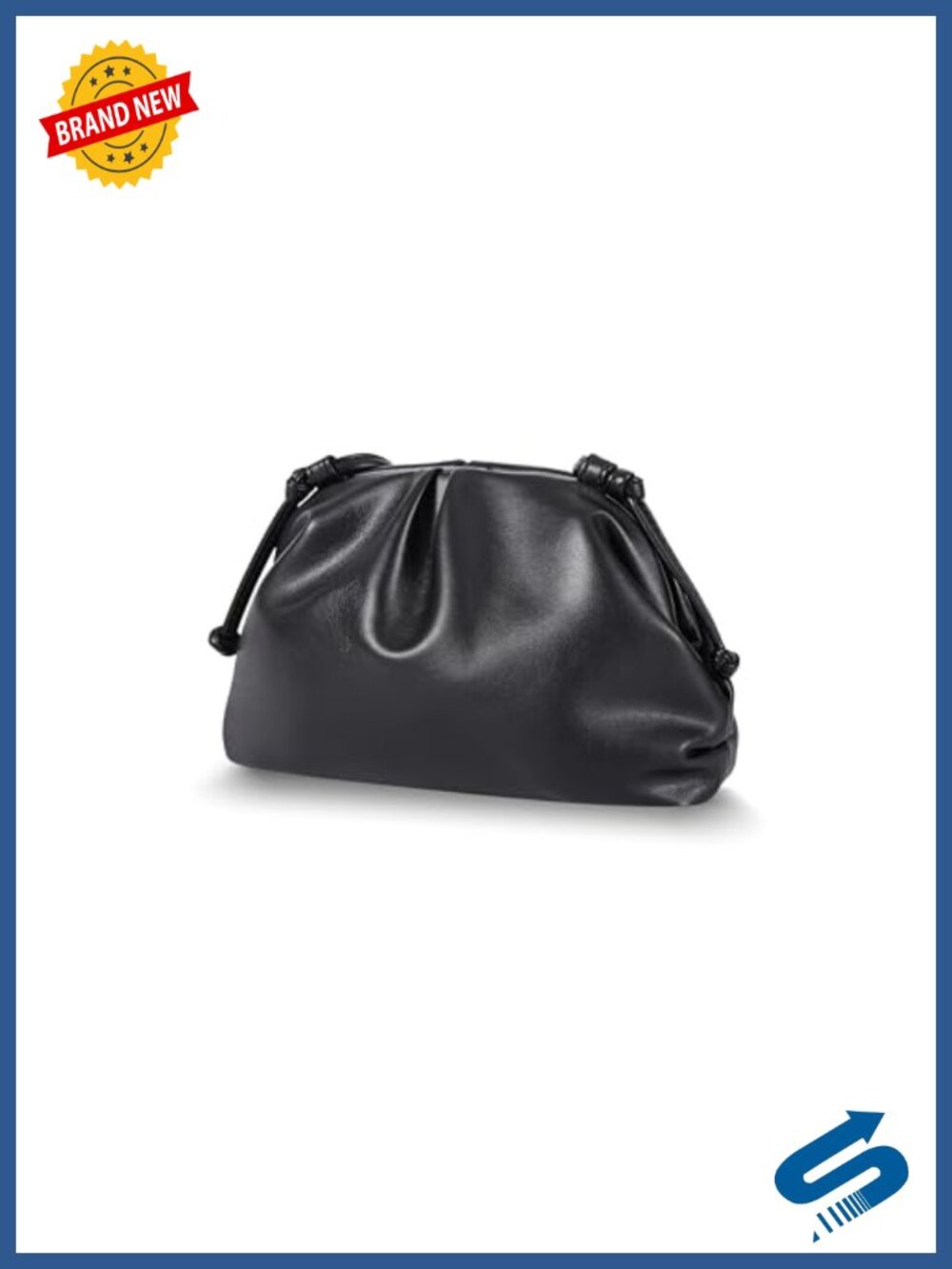 Pleated Cloud Vegan Leather Clutch Purse Adjustable Strap